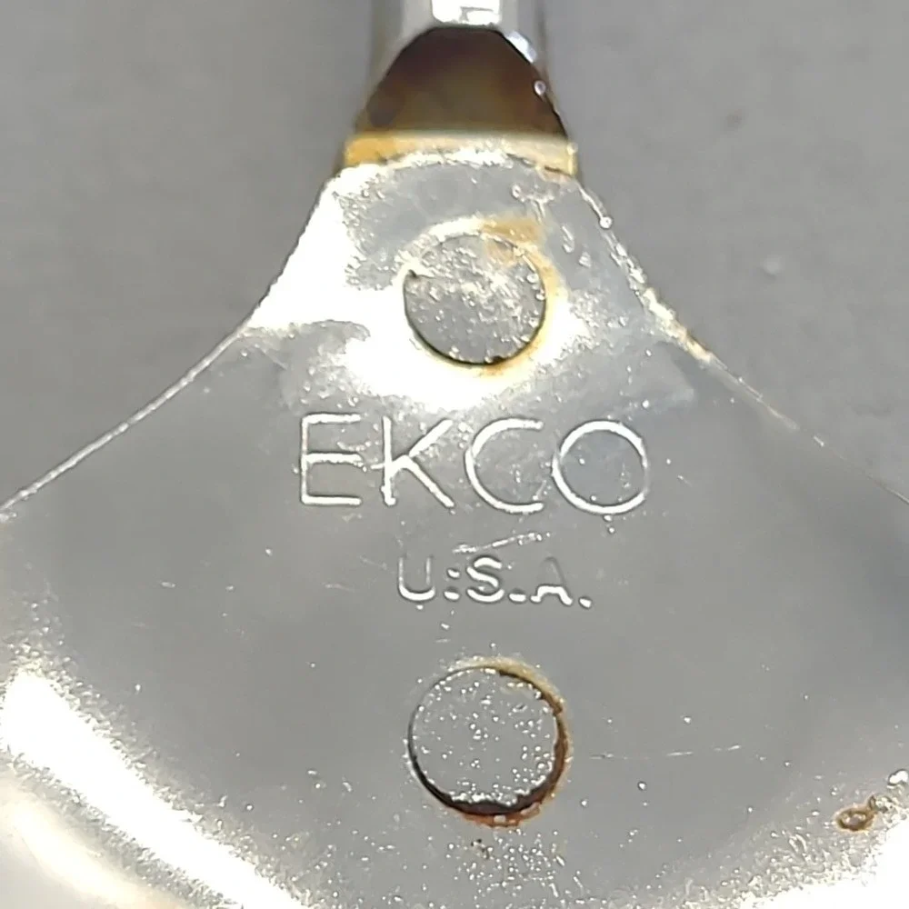 Vintage EKCO‎ Kitchen Utensil Set 3pc Cream Handle Spatula Fork Spoon USA